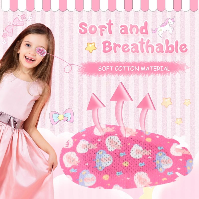 Copkim 200 Pcs Adhesive Eye Patches for Kids Girls Cute Toddler Eye Patch Bulk Colorful Breathable Lazy Patch Cartoon Adhesive Bandages for Children Baby Light Blocking, 20 Styles, 3 x 2 Inches - Image 3